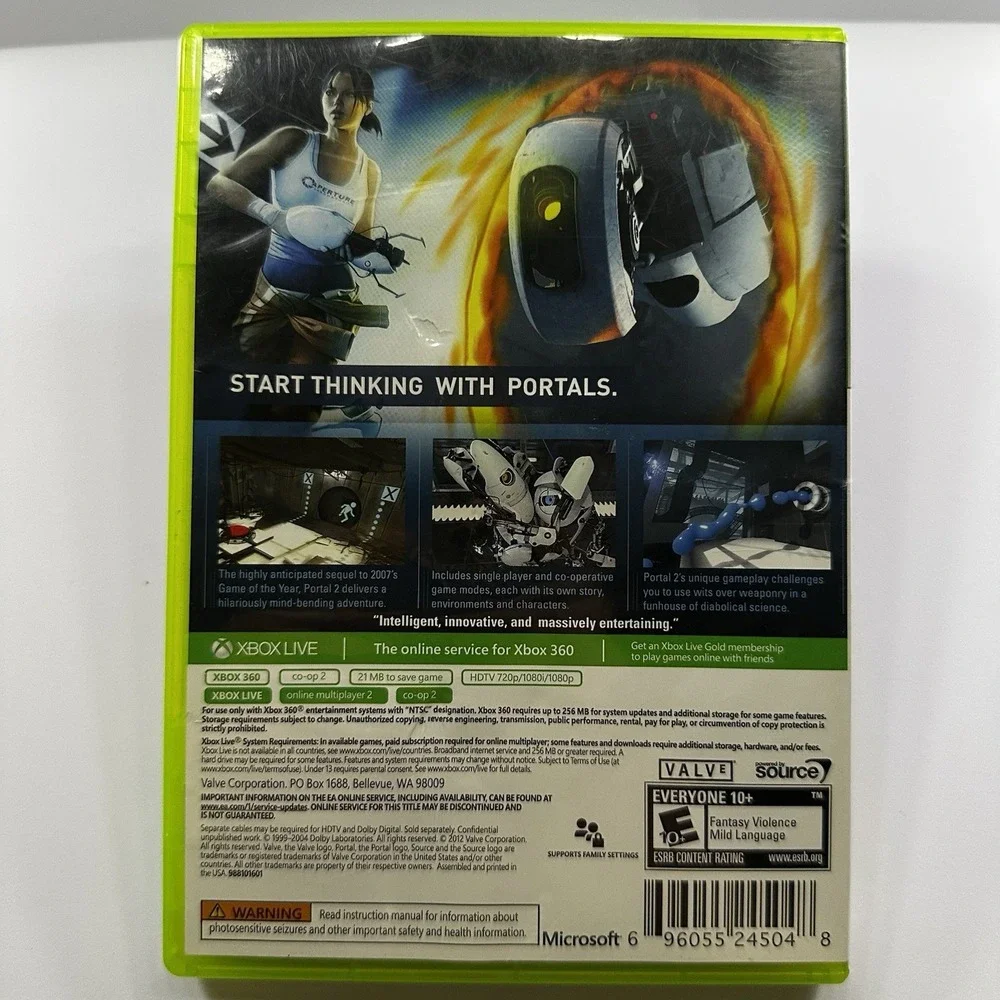 Portal 2 Microsoft Xbox 360 2011 CIB Complete